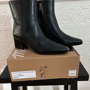 Madewell Black Leather Block Heel Booties New with Box